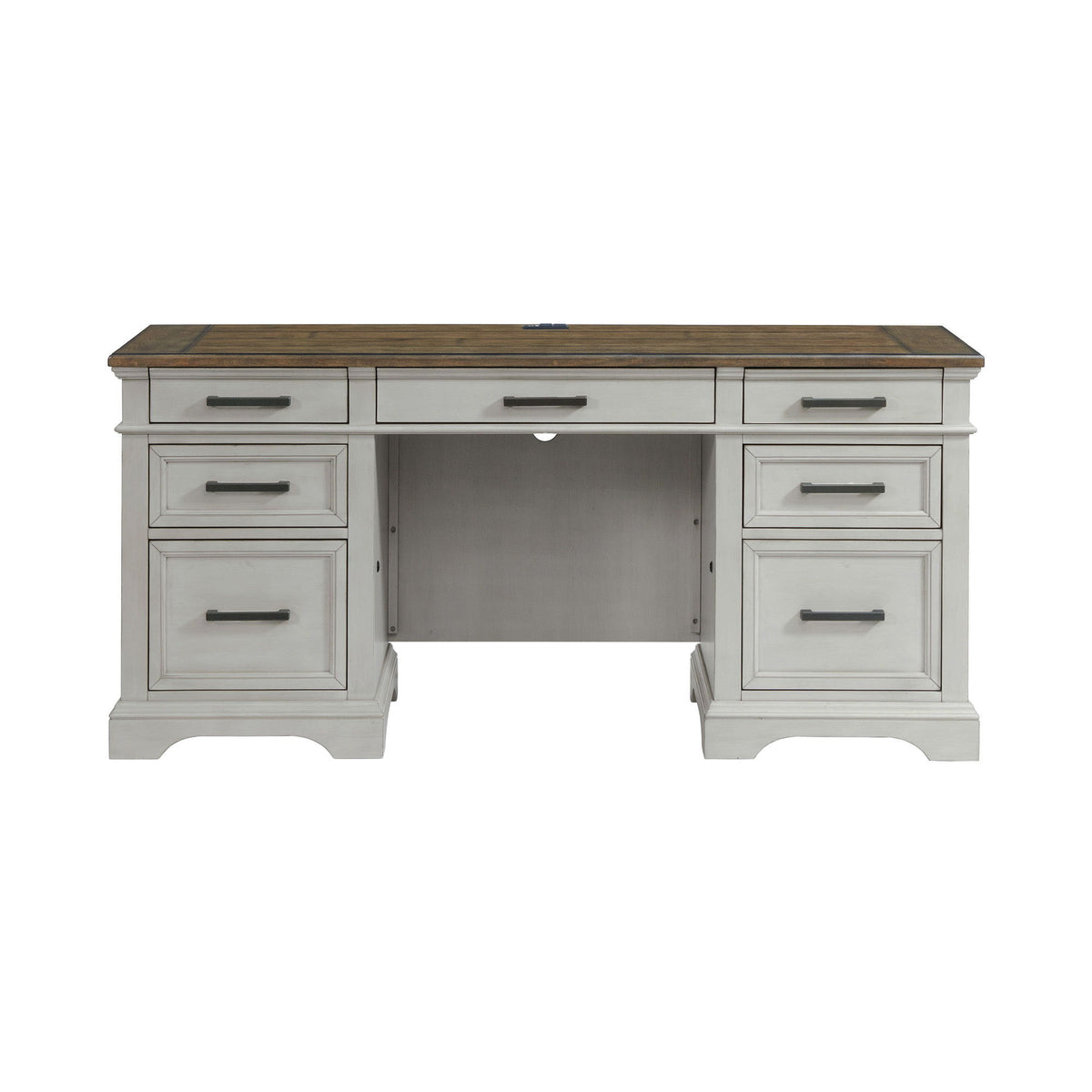 Drake - 66" Credenza - Rustic White / French Oak