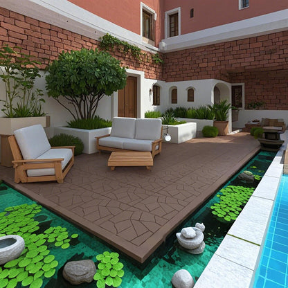 Stone Style Patio Deck Tiles Diy Interlocking Floor Tiles