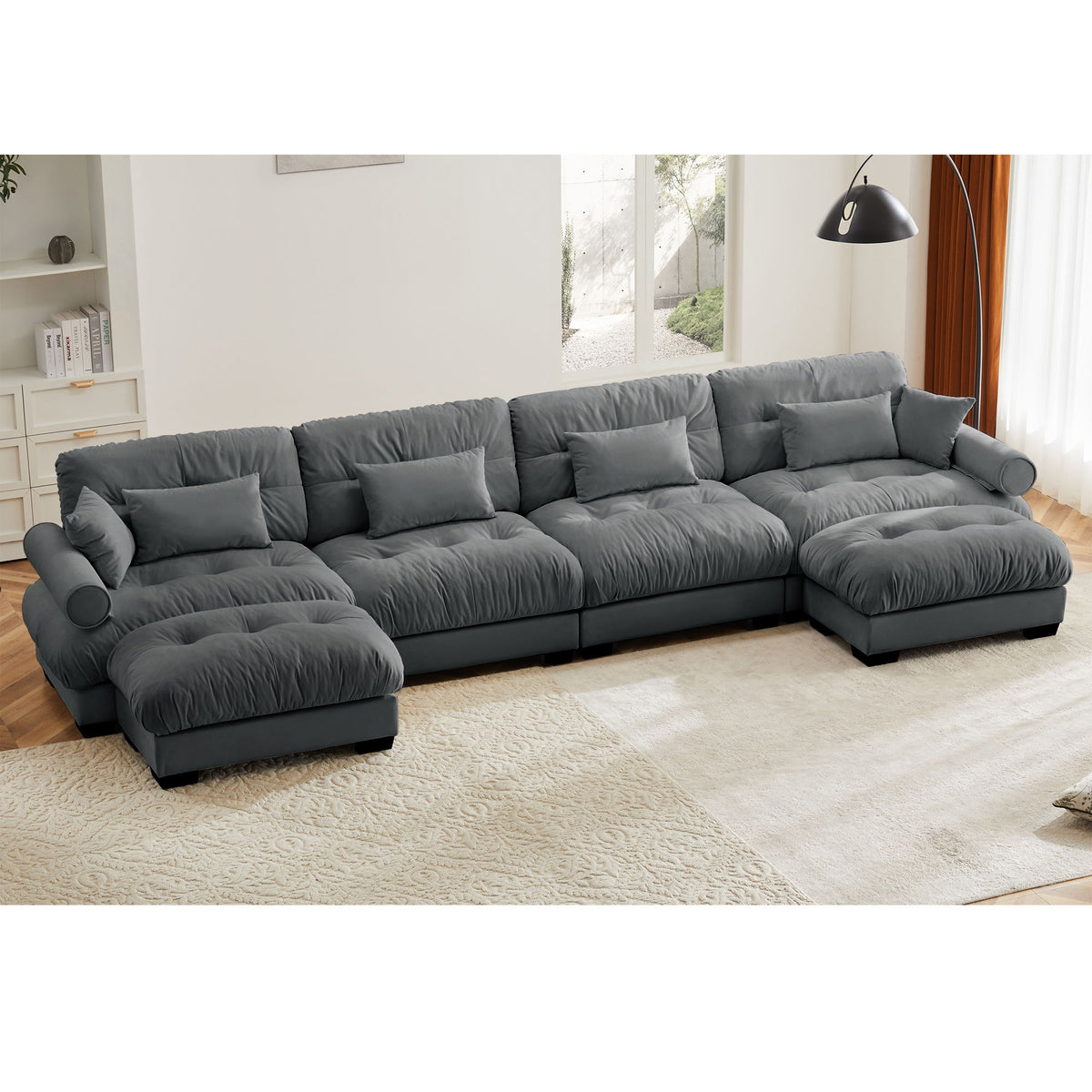 Super Comfort Oversized Modular Sectional Sofa With Movable Ottoman