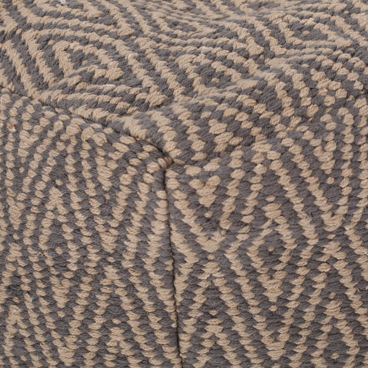 Amuleto - Hand Loomed Cotton Pouf - Gray / Brown