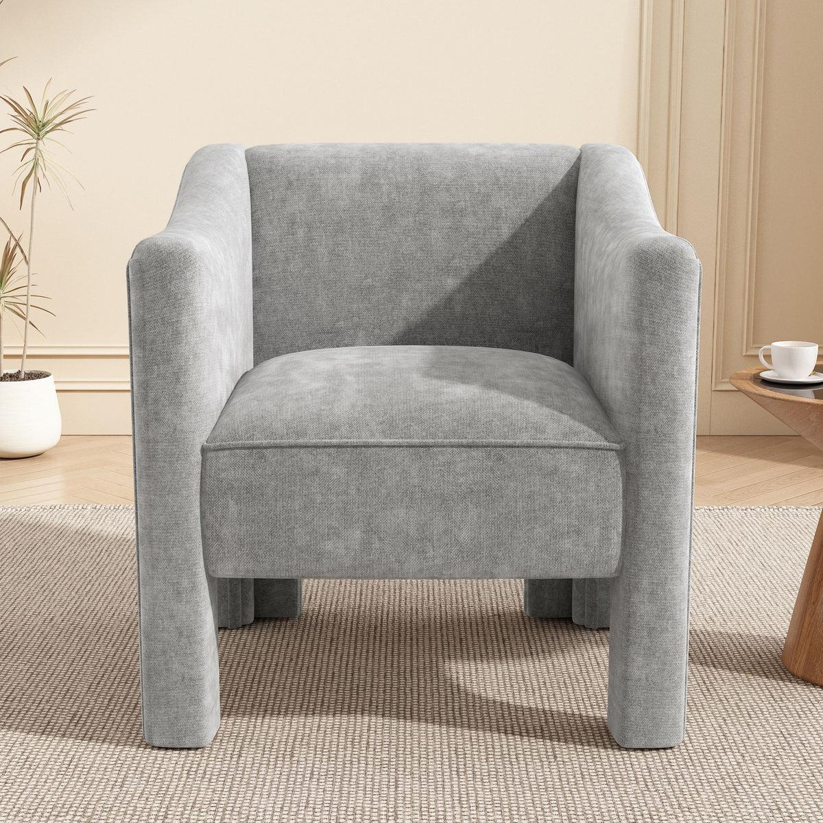Barrel Accent Chair With Enclosed Arms