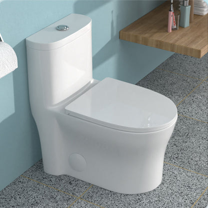1 Piece Toilet For Bathroom, Dual Flush 1.22/1.6 Gpf, Soft Closing Seat - White