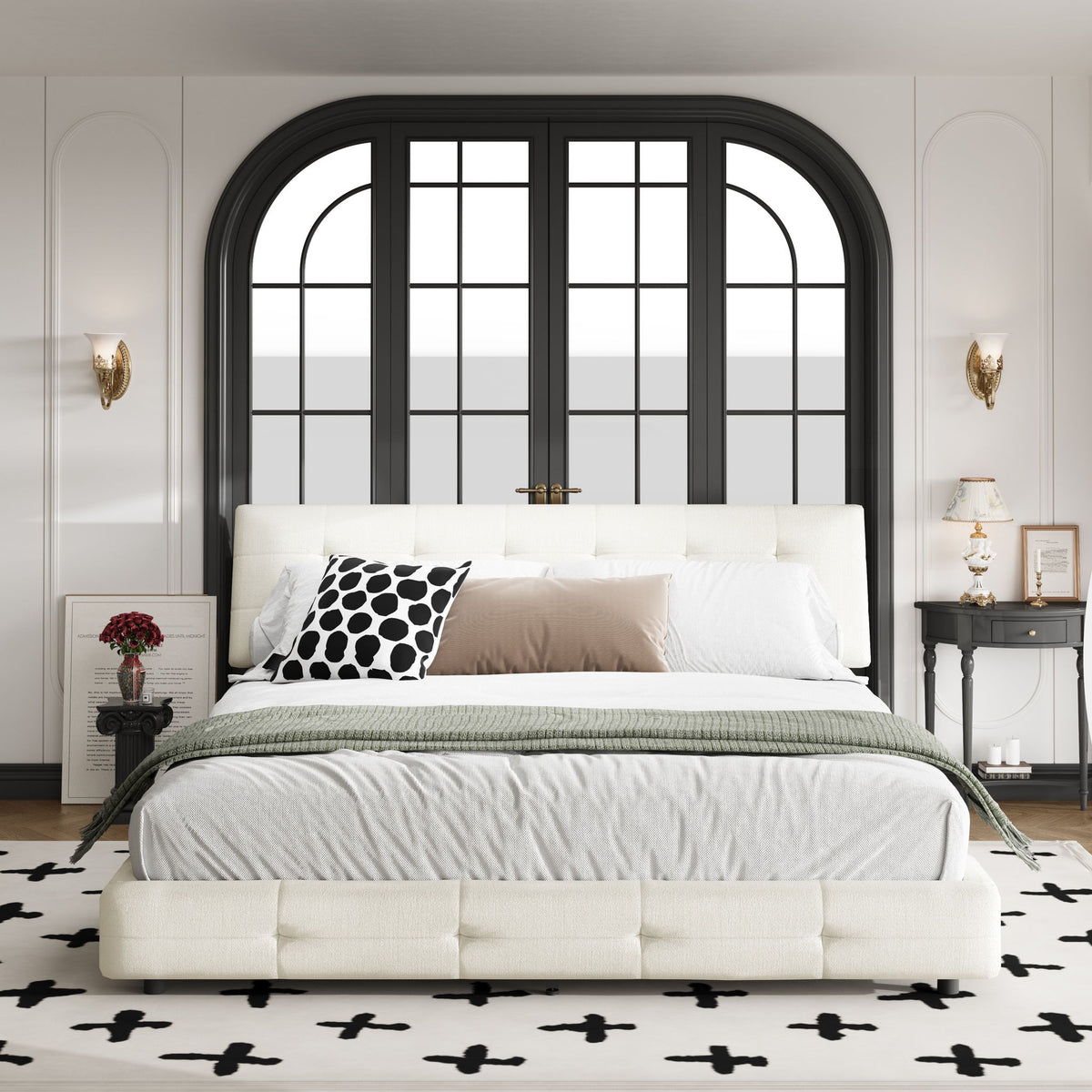Tufted Headboard With Extra-Large Ultra-Soft Cloud Pillow Design
