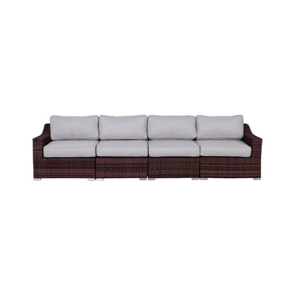 Outdoor 4 Piece Rattan Wicker Sectional Seating Group With Cushions - Brown Mix