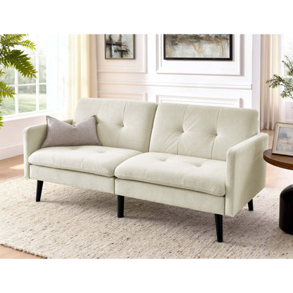 Easy Convert Futon Sofa With Tufted Back And Seat