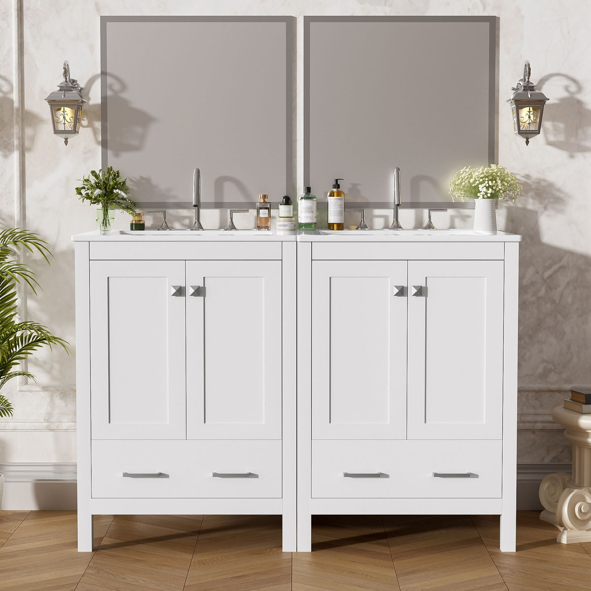 Bathroom Vanity With Integrated Undermount Ceramic Sink, 2 Doors And 1 Drawer, Soft Close Hinges
