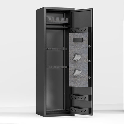 Rifle Safe, Biometric & Keypad Lock, Adjustable Gun Racks With Built In Alarm System