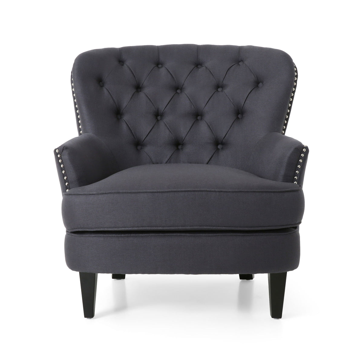 Enchante, Living Room Set With Tufted Back Club Chair And Ottoman - Gray