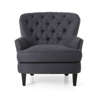 Enchante, Living Room Set With Tufted Back Club Chair And Ottoman - Gray