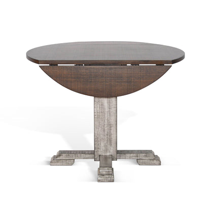 Homestead Hills - Drop Leaf Round Table - Tobacco Leaf / Alpine Gray