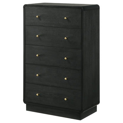 Burton - 5 Drawer Chest Of Drawers - Black