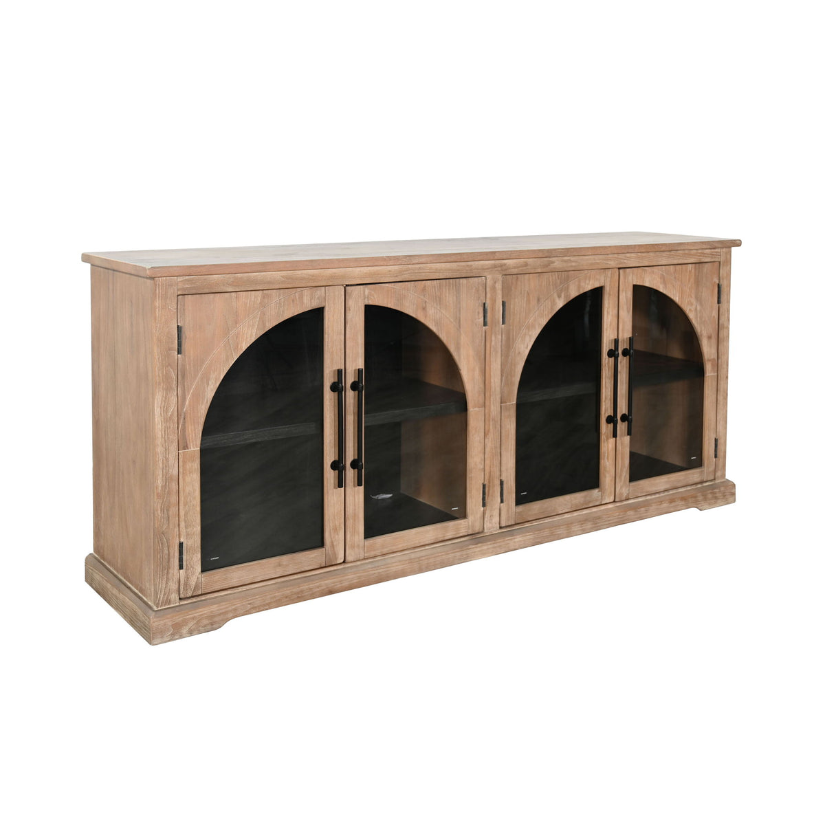 Elena - Modern Wood Display Cabinet With Arched Glass Doors - Umbra / Oak Grove