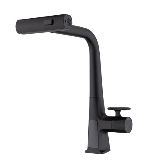 Waterfall Kitchen Faucet With Temperature Display And Pull Down Sprayer