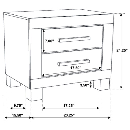 2 Drawer Nightstand - Brown Wood