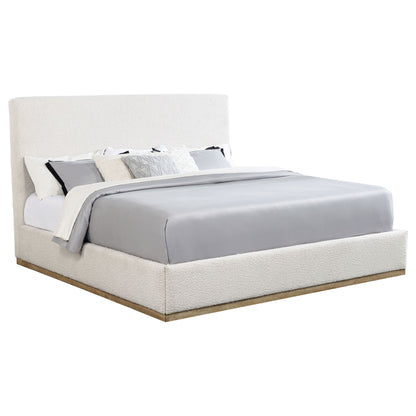Talbot - Eastern King Platform Bed With Elevated Headboard - Cream