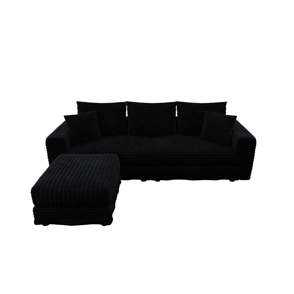 Deep Seat Convertible Sofa With Soft Pillows And Ottomans