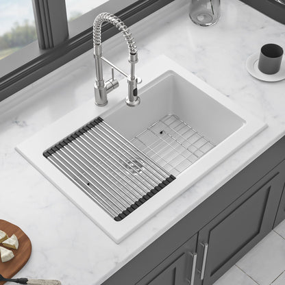 Quartz Kitchen Sink 30" X 22" Granite Composite Workstation Drop In Sink - White