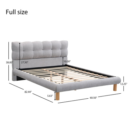 Upholstered Platform Bed Frame With Cookie Shaped Headboard