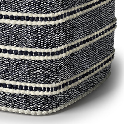 Corrie - Square Outdoor / Indoor Pouf - Navy / White