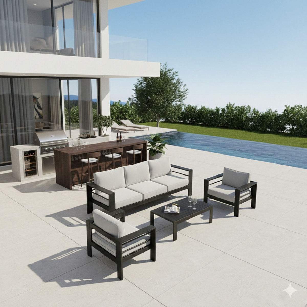 Outdoor Patio Set With All-Weather Thick Cushions