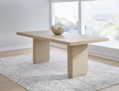 Magnolia - Double Pedestal Wooden Dining Table - Daffodil
