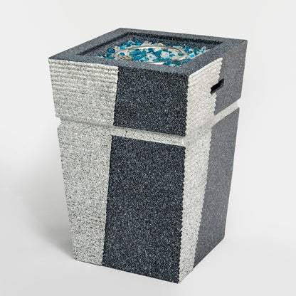 Propane, Gas 50000 Btu Square Fire Pit Table For Outside - Light Gray / Blue