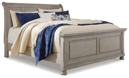 Lettner - 3 Pc. - Dresser, Mirror, Queen Sleigh Bed - Light Gray