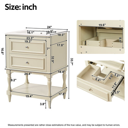 Bathroom Vanity With Sink, 2 Drawers Storage Cabinet, Open Shelf