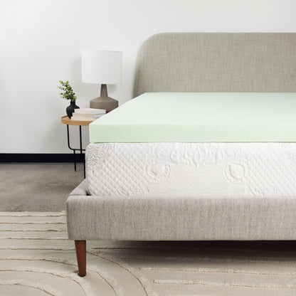 Remedy Sleep - 3" Short Queen Cool Gel Memory Foam Mattress Topper - Green