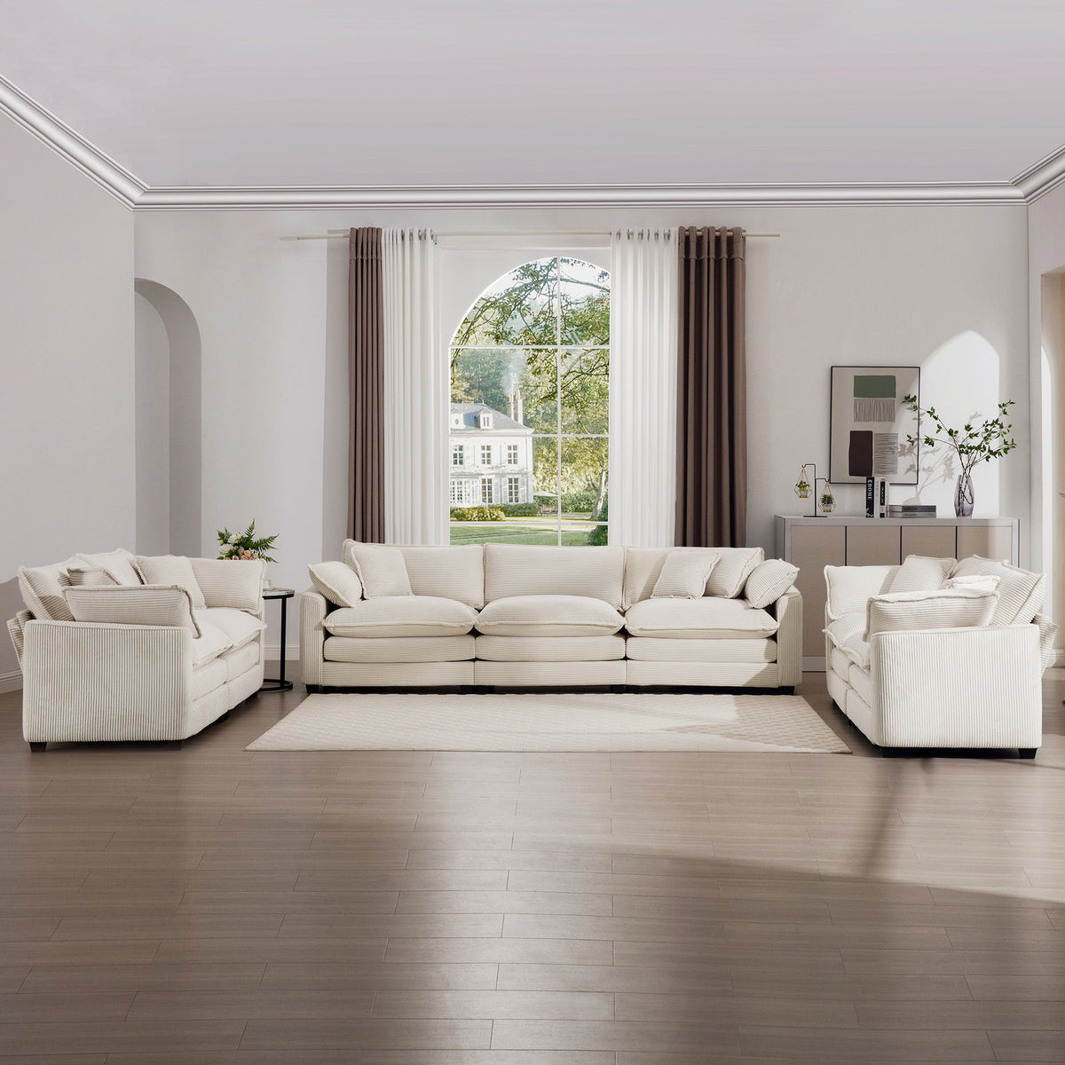 Elegant Oversized Sectional Sofa Set With Deep Seats And Flexible Layout