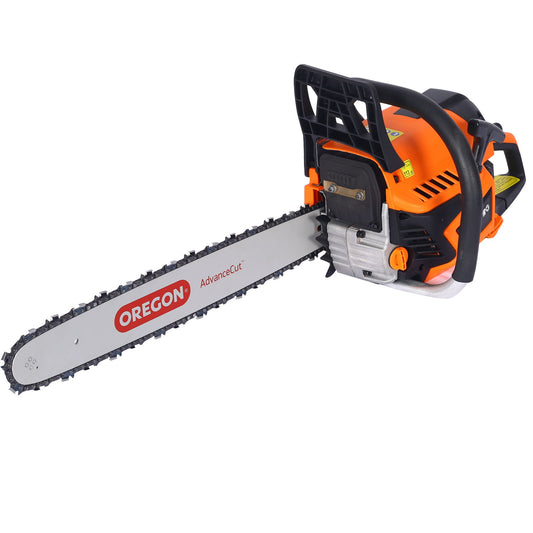 58Cc Gasoline Chainsaw 20" Bar For Wood Cutting With Oregon Chain And Bar - Orange
