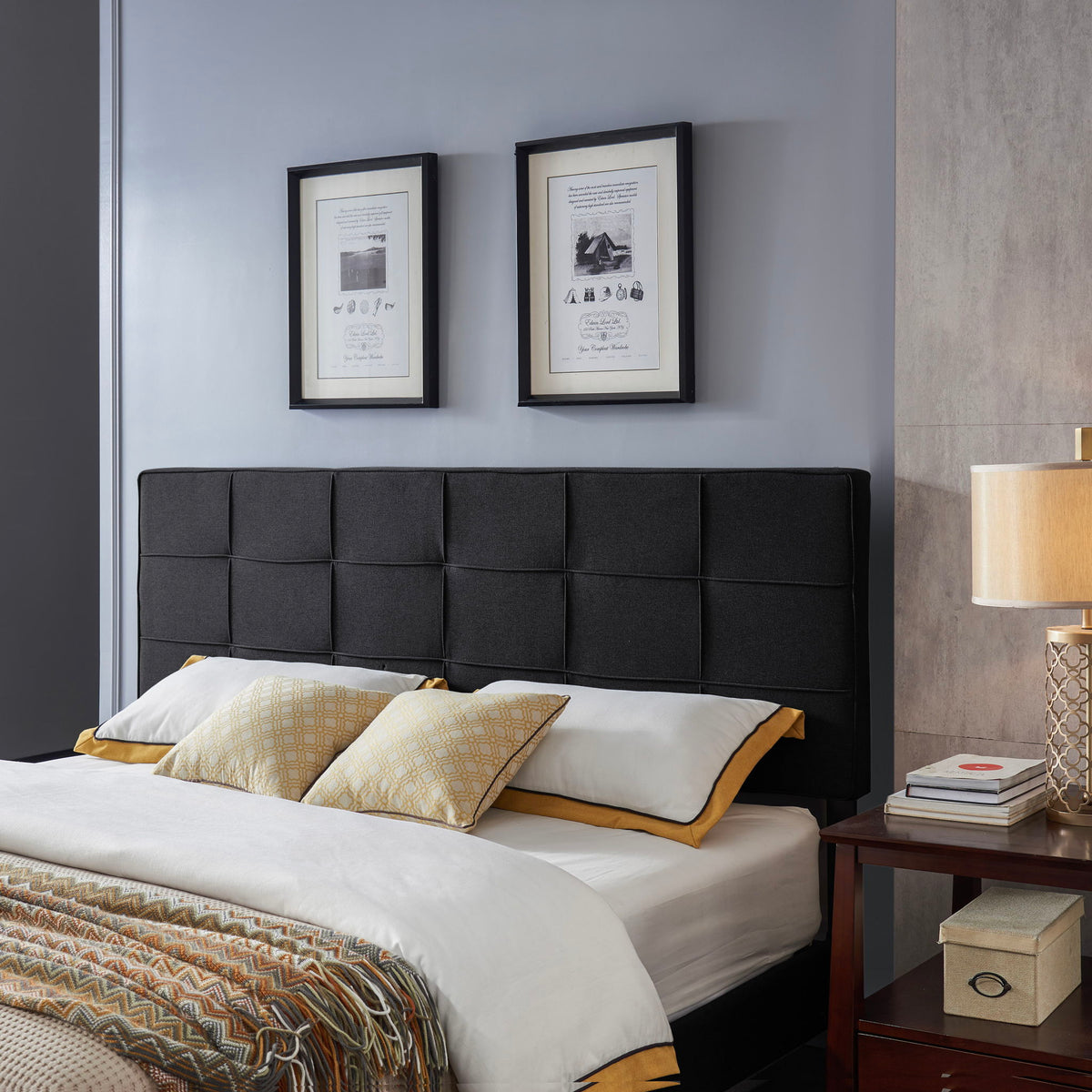 Marakesh - Contemporary Fabric Upholstered King / California King Headboard - Black