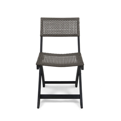 Bistro Foldable Chair With Wicker Backrest