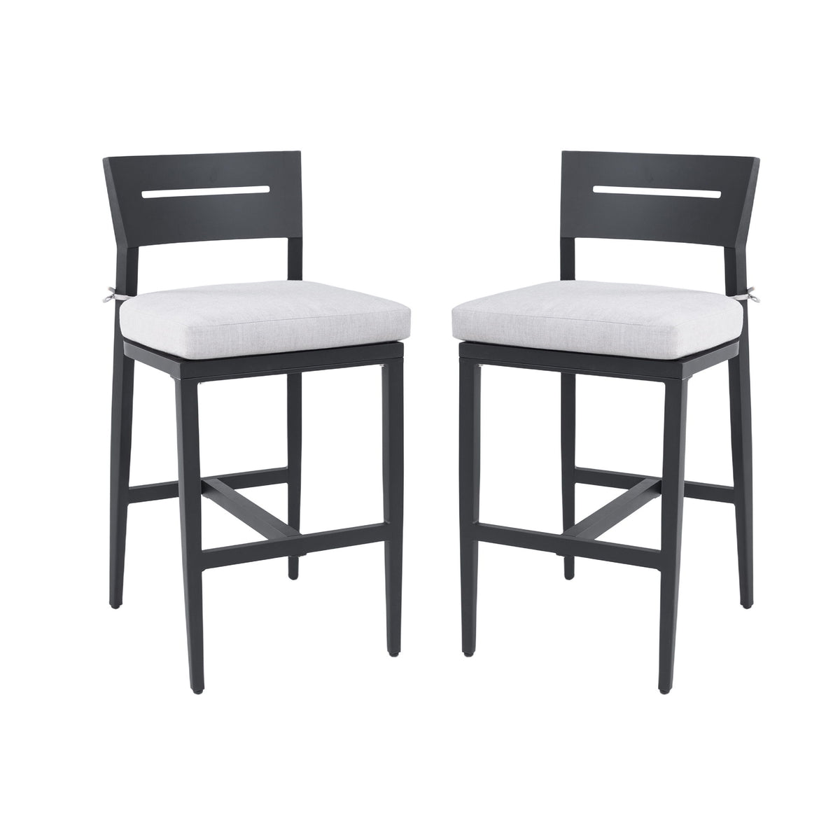Modern Outdoor Bar Stools With Backrest And Footrest (Set of 2)