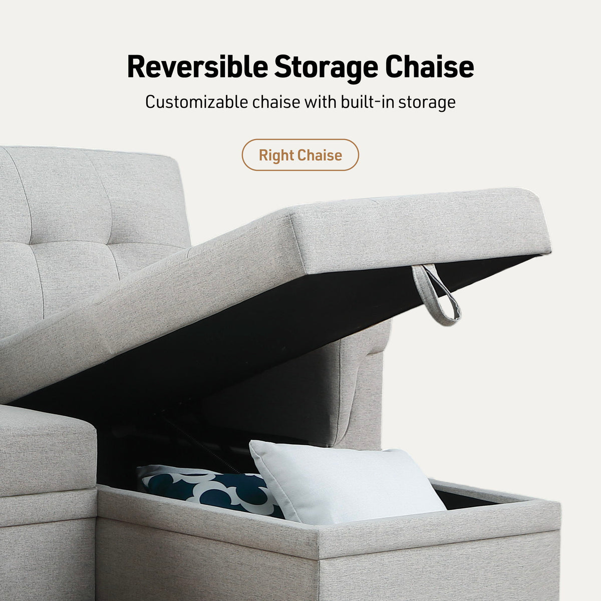 Lucca - Reversible Sleeper Sectional Sofa With Storage Chaise