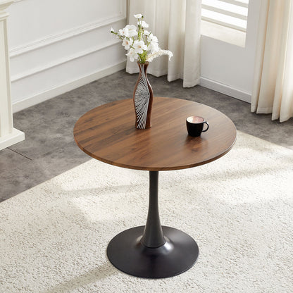 Round Dining Table For Kitchen - Black / Walnut