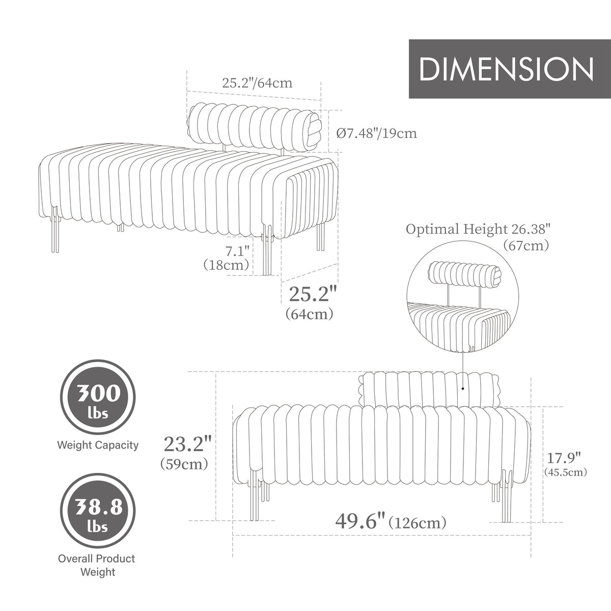 Mini Loveseat With Adjustable Backrest