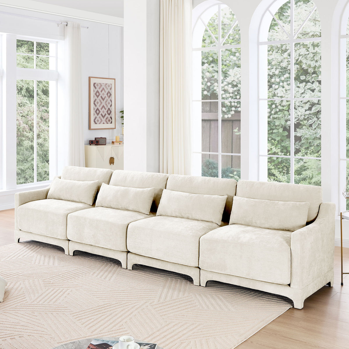 Elegant Sofa With Ergonomic Design And Lumbar Pillows