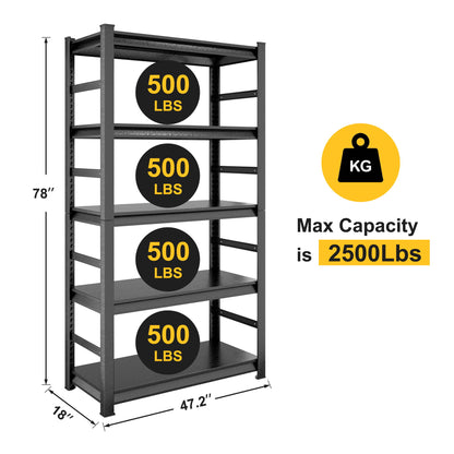 5 Tier Heavy Duty Shelving Unit Adjustable Shelving