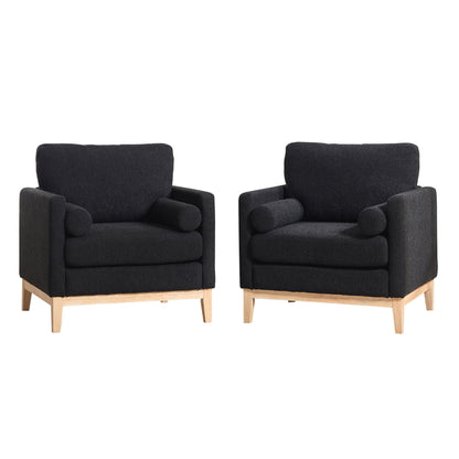 Wide Modern Performance Accent Chair With Natural Legs
