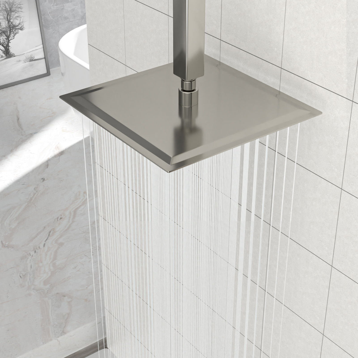 Modern 10" Square Rainfall Shower Head & Stainless Steel Wall Or Ceiling Mount Luxury Spa Shower Panel