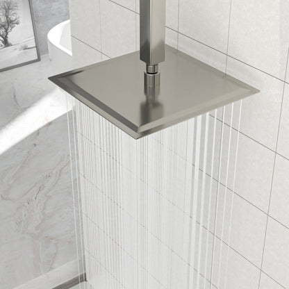 Modern 10" Square Rainfall Shower Head & Stainless Steel Wall Or Ceiling Mount Luxury Spa Shower Panel