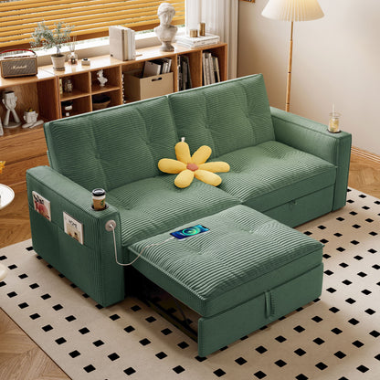2 In 1 Convertible Sofa Bed For Living Rooms - Green