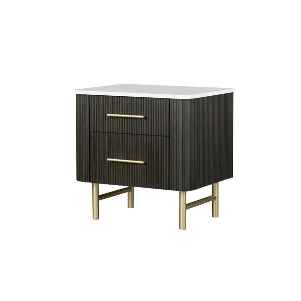 Clayten - Nightstand - Espresso / White Marble – Hi Desert Furniture