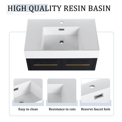 Modern Wall Mounted Bathroom Vanity With Left Sink And Storage Rack