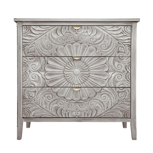 3 Drawer Cabinet, American Furniture, Suitable For Bedroom, Living Room - Light Gray