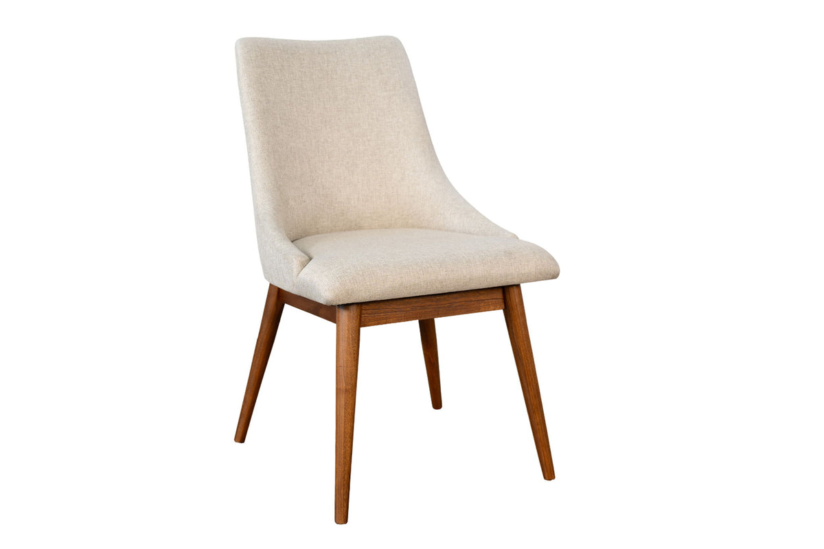 Mid-Century Modern - Upholstered Dining Chair With Curved Backrest And Wooden Legs (Set of 2) - Cinnamon