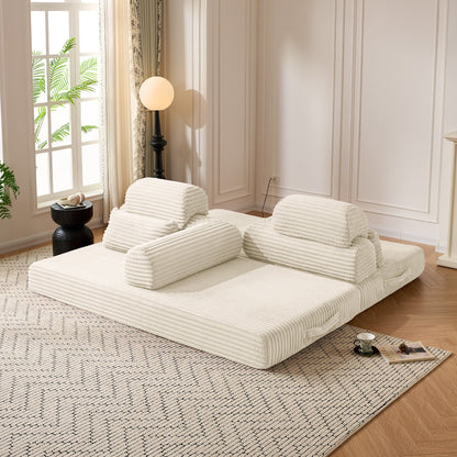 Convertible Sleeper Sofa With & Side Storage Pocket, Foldable Upholstered Couch For Living Room