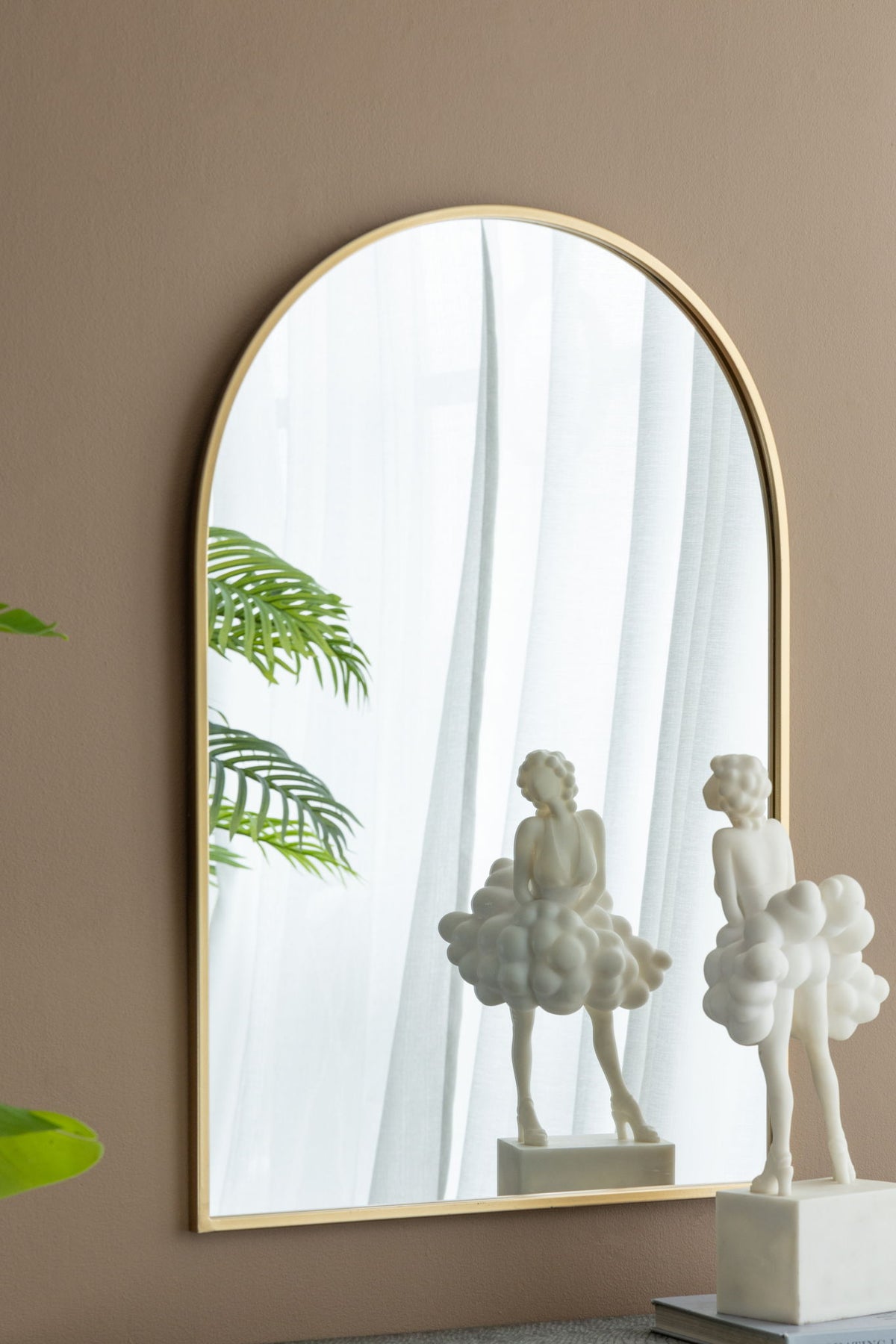 Arched Mirror With Metal Frame, Wall Mirror For Living Room Bedroom Entryway