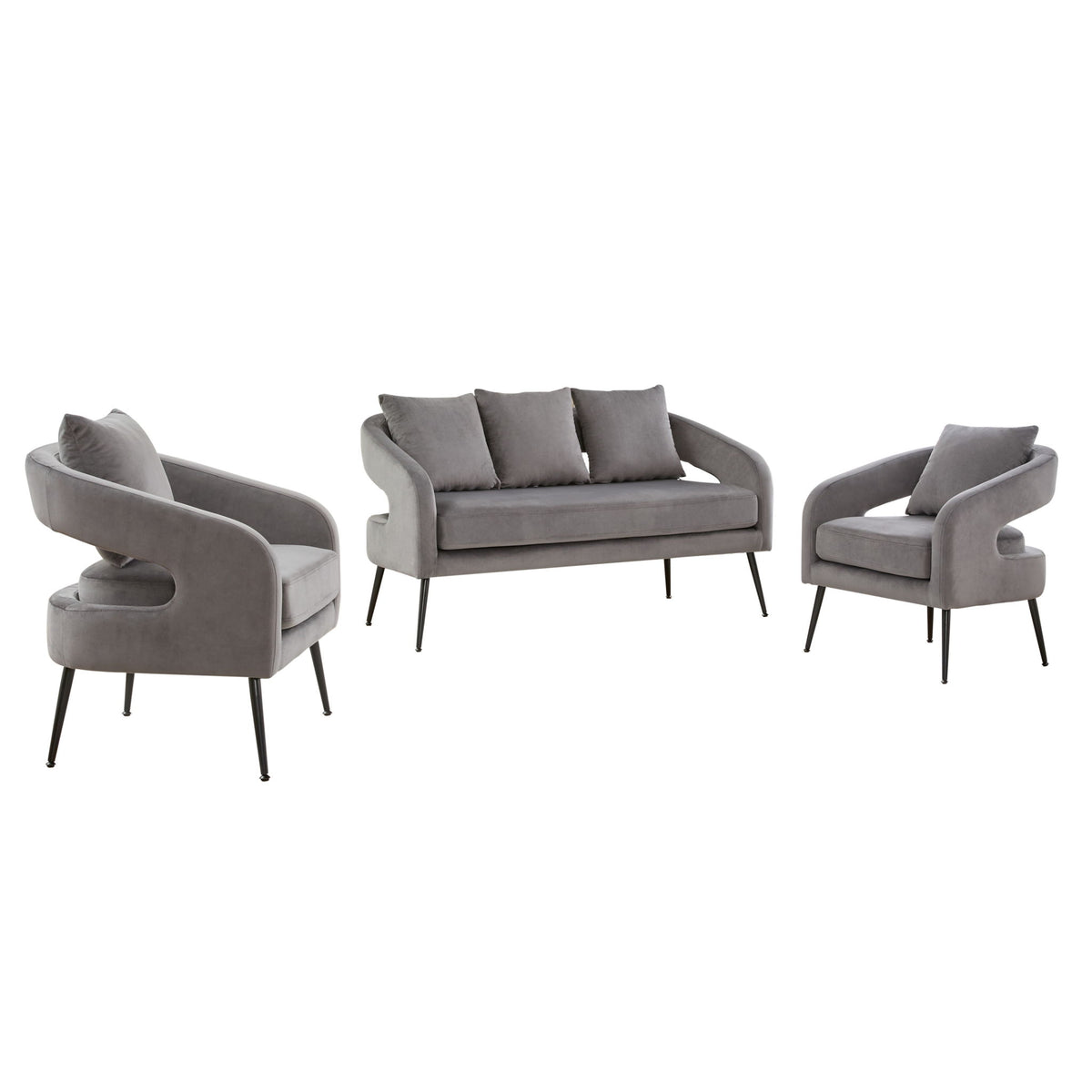 3 Piece Living Room Set, Loveseat & 2 Accent Chairs
